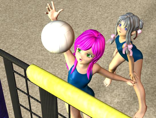 Beach Volleyball SetでバレーボールするChibiBel